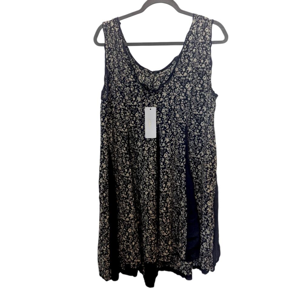 NEW WITH TAGS AaKaa Blue Floral Bohemian Mini Swing Dress Medium